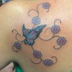 #butterfly and #flowers tat by Rebecca B. (rbettz) #girly #flower