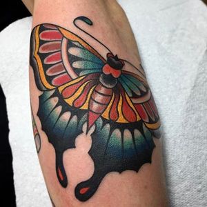 Stefano C. getting fancy. Stefano is at the shop from Tuesday to Saturday and is currently booking some large scale work. Come by the shop or give us a call for more info #fst #butterfly #traditional