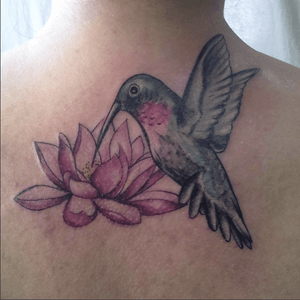 From Jens portfolio #inkpulsive # customtattoo #lotus #hummingbird #tattooedwomen #freshink
