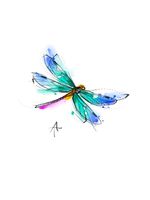 Dragonfly sketch with watercolour
