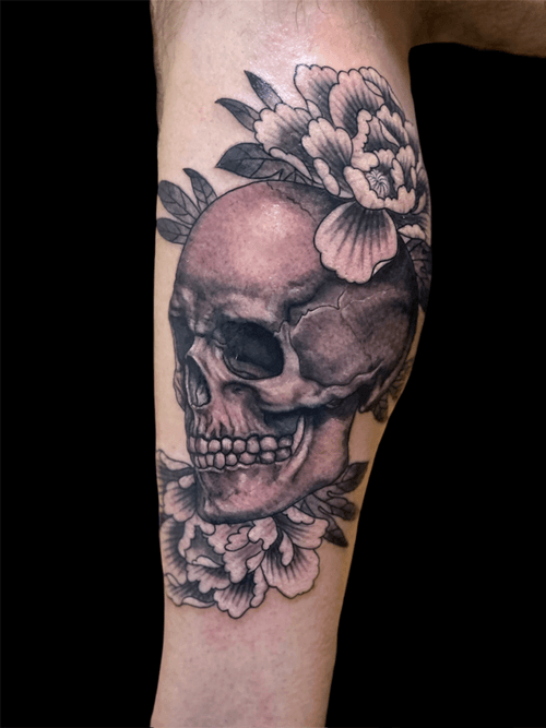 Skull and Peonies