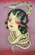 Vintage Illustration of a Woman with a Snake