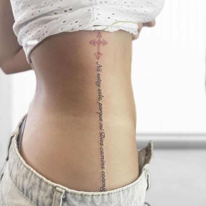 Spine Lettering Religious Spine Lettering with Cross • Tattoodo