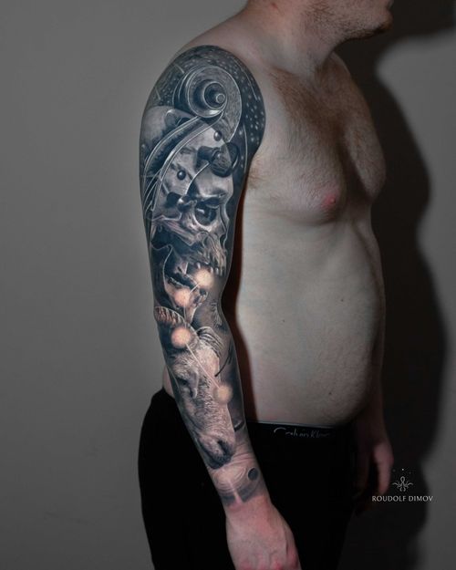 Skull and Ram Sleeve