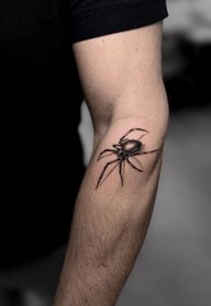 Realistic Black and Grey Spider Tattoo