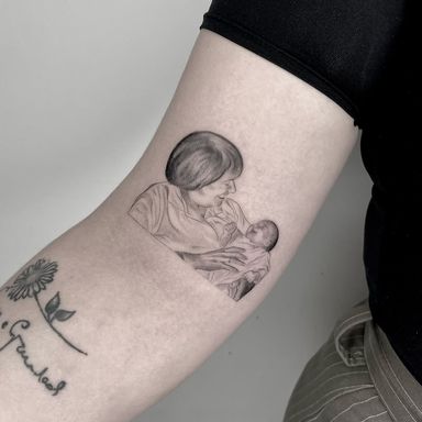 Grandmother holding a baby