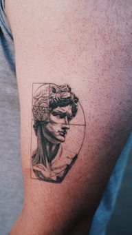Vitruvian Man Head Tattoo