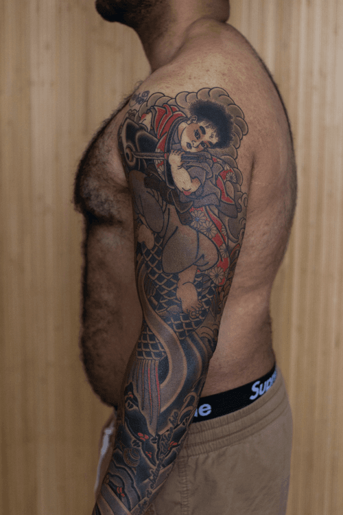 Japanese Warrior and Serpent Sleeve