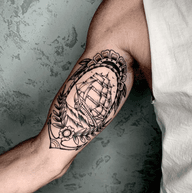 Nautical Ship and Anchor Emblem