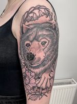 Bear and Flowers Tattoo