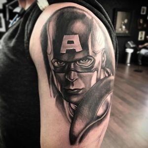 Started this captain America today #Atx #Austin #texas #blackandgrey #captainamerica