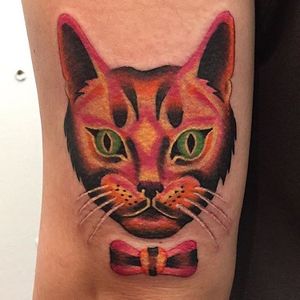 Tattoo on Gianna by Alex Doucette from this past weekend. Thanks Gianna! Call the shop or come in to set up a consult! #cat #havefunbeluckytattoo