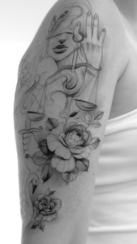 Blindfolded Justice with Roses