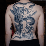 Woman with Snake and Dragon Tattoo