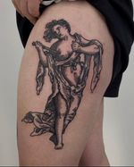 Engraved-style mythological figure