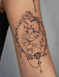 Cat Portrait in Ornate Frame