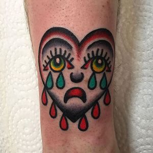 Crying heart by Uptown Danny #bold #brightandbold #traditional #heart #cryingheart