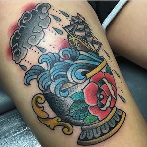 Sweet tattoo by Ollie Haerle #traditionaltattoo #brightandbold #realtraditional #resurrectiontattoo #atx #austin #austintattoos #texas