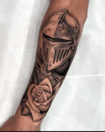 Knight Black And Grey Tattoo