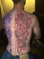 Fiery Japanese Dragon Outline