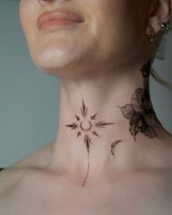 Guest Spot: MUNICH 18.08-3.09 ✨ Secure your appoitment now, last spots available? Ornamental moon and flower placed where intuition meets voice ? Delicate lines. Intentional symmetry. Quiet power. Throat tattoos aren’t loud, they’re confident. Would you wear the moon this close to your voice? ✨ #ornamentaltattoo #moontattoo #oslotattoo #throattattoo #munichtattoo