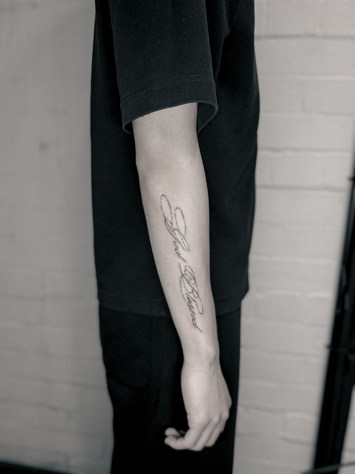Script Tattoo on Forearm • Tattoodo
