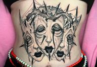 I get the toughest clients I swear. Two stomach tattoos this week- this one is inspired from another design and I had a great time making this!