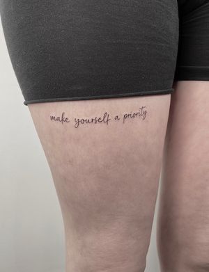 Express your individuality with this small lettering tattoo by the talented artist Alina Amberland. Perfect for minimalists!