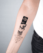 Geometric and Rose Tattoo