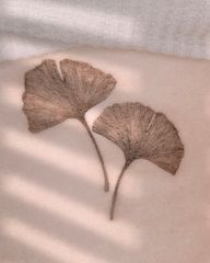 Delicate fine line (single needle) Ginkgo leaves on the ribs, small feminine tattoo for autumn lovers