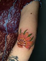 Orange Flower with Wagon Wheel