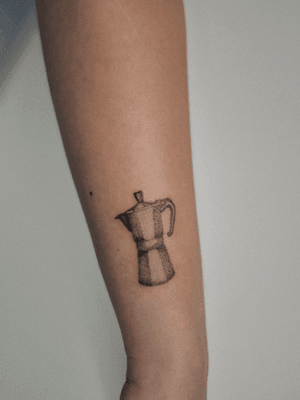 Coffeee pot tattoo microrealism 