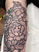 Floral Tattoo with a Cute Face
