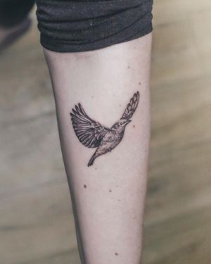 Get a stunning black and gray bird tattoo by the talented artist George Francis. This illustrative design will make a unique statement.