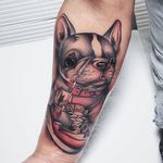 This piece was done by Steven Compton #texastattoos #houston #dog #frenchbulldog