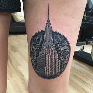 We are the Empire State. Really cool Empire State Building with motif from St. Patrick by Jason Barletta. #nycliving #nyc #newyork #newyorktattoos #nyctattoos #risingdragontattoos #customtattoos #notattooflash #customtattooshop  #theempirestate #empirestatebuilding #empirestatebuildingtattoo