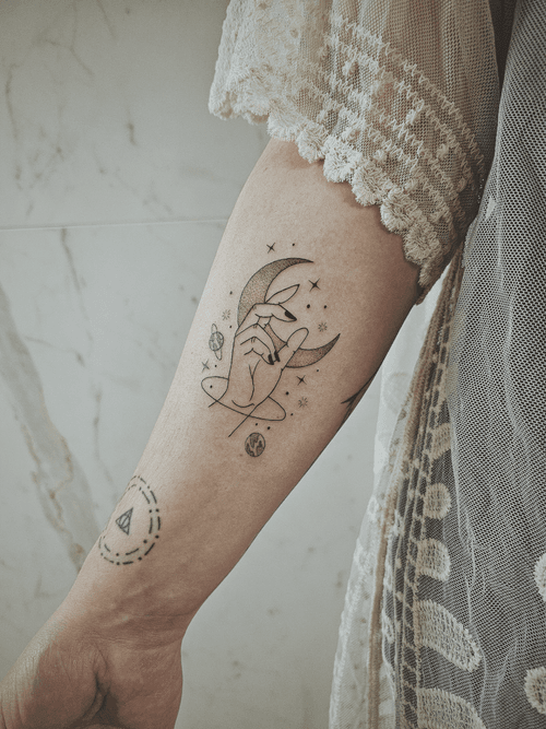 Moon Hand Tattoo