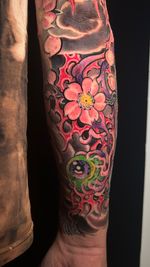 Neo-Traditional Floral and Eyeball Sleeve