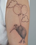 Flying Kiwi with Balloons