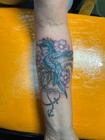 Bluebird and Floral Tattoo