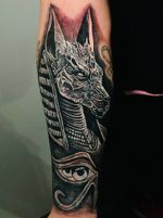 Anubis and Eye of Horus Forearm Tattoo