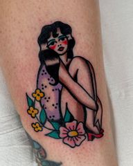 Traditional Pin-up Girl Tattoo