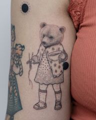 Bear in Floral Dress Knitting