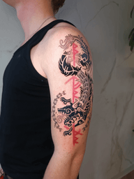 Dragon with Runes Tattoo