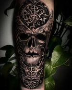 Husbands tattoo 🥰❤😍 #skulltattoo #vikingtattoo #vikingskull #tattoosandiego #sandiegotattoos #tattooartistsandiego