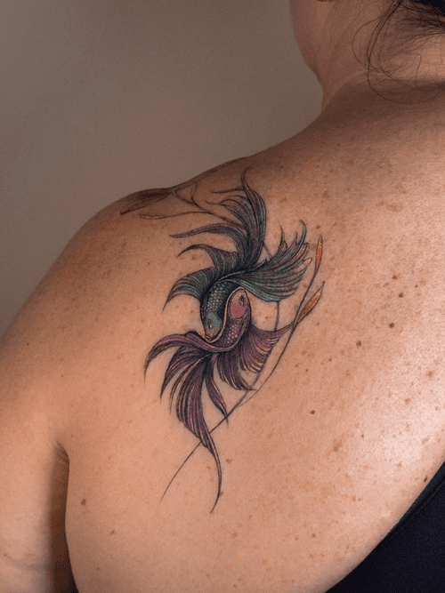 Intertwined Betta Fish Tattoo