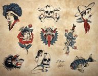 Traditional Tattoo Flash Sheet