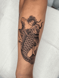 Person Riding Fish Tattoo