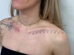 Collarbone Dotwork and Teardrop Tattoo