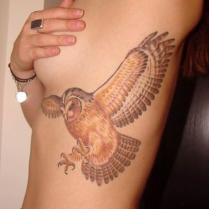 Owl tattoo by Josh Lord (IG: joshualord) #owl #eastsideinktattoo #eastsideink #side #color 